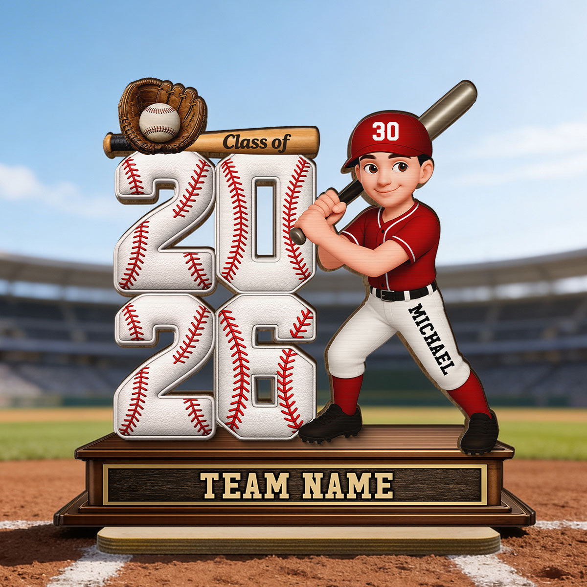 Baseball Senior Class Of 2026 2027 - Personalized 2-Layered Wooden Plaque - Graduation Gift For Son, Daughter, Graduates