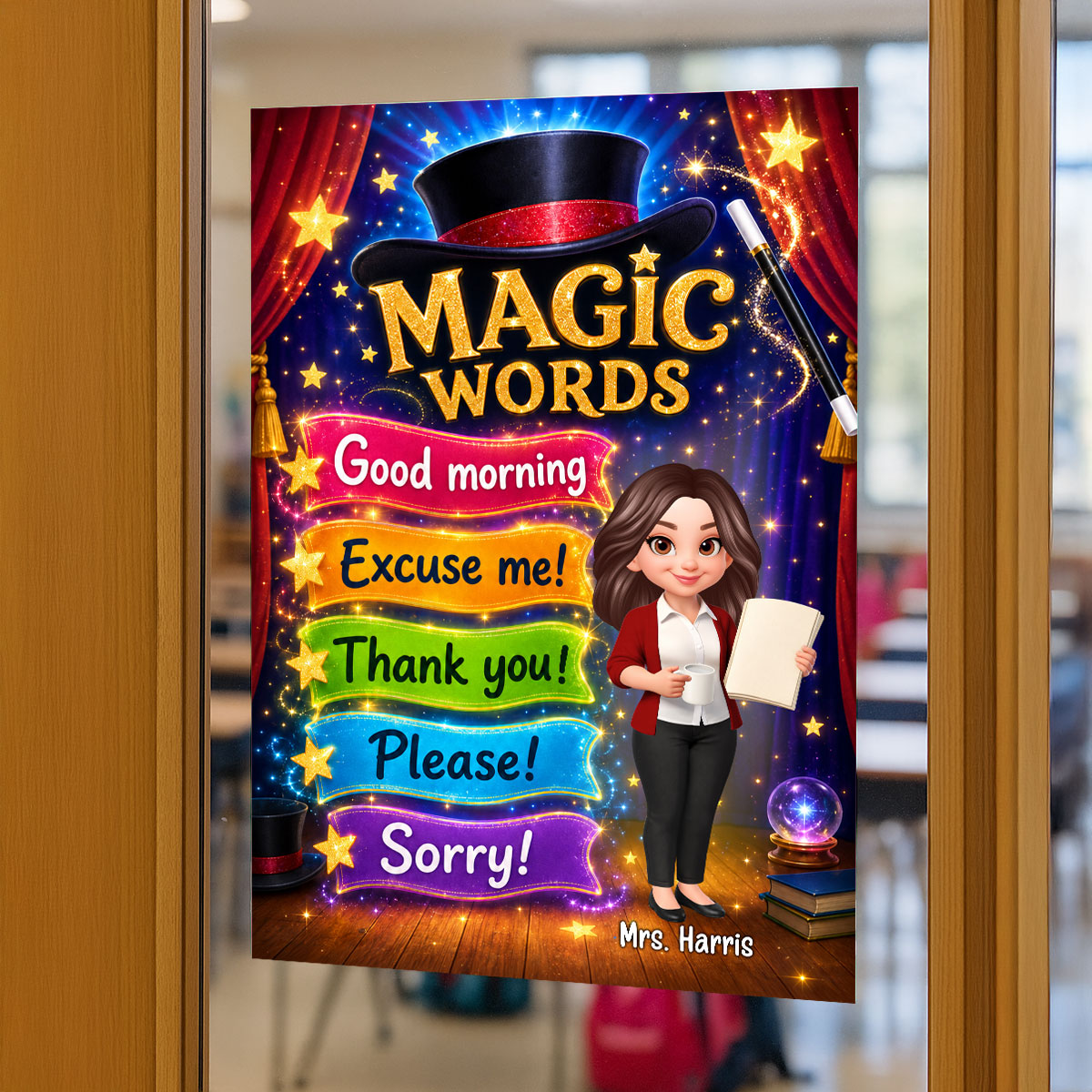 Teacher Classroom Magic Words - Personalized Poster - Back To School Gift For Teachers, Classroom Decor