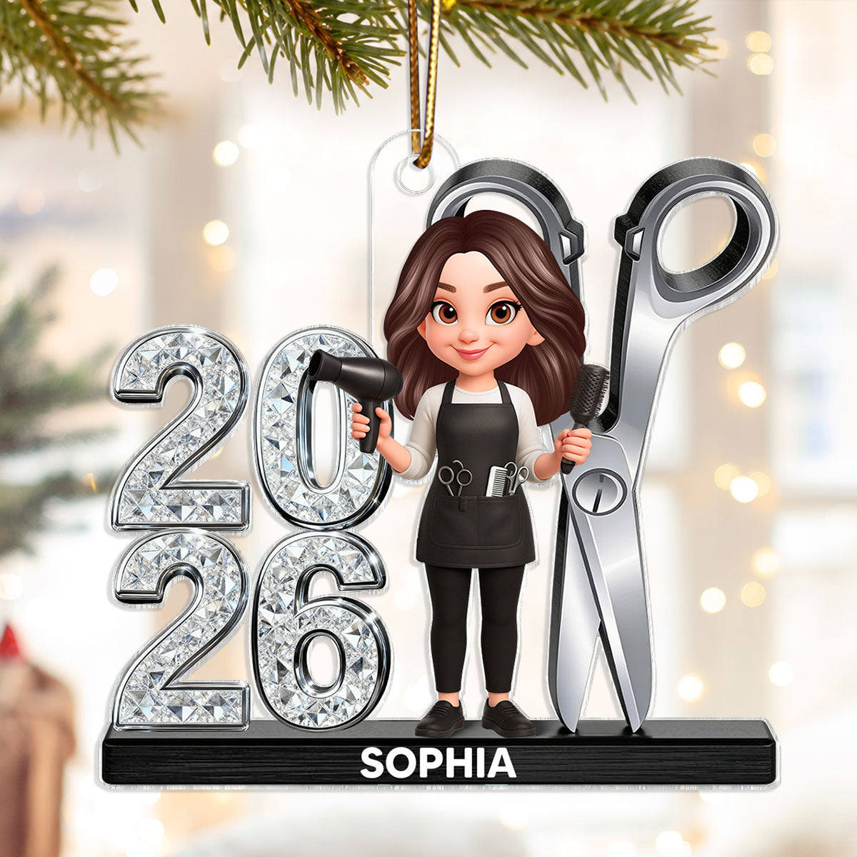 Hairdresser Man Woman - Personalized Acrylic Ornament - Christmas Gift For Hairdressers