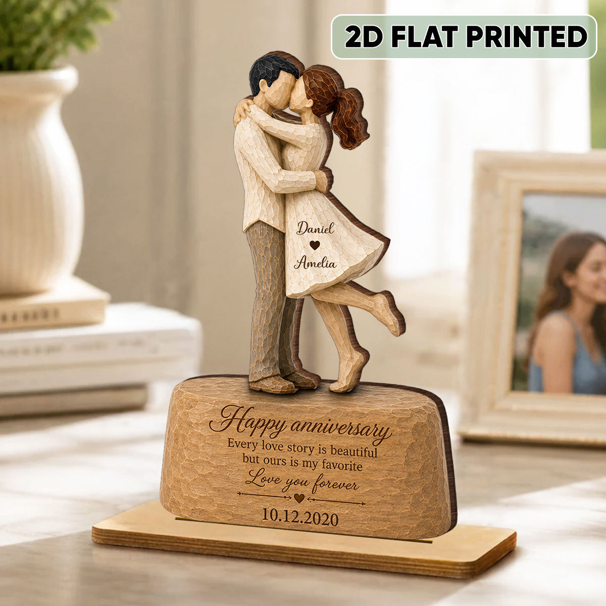 Our Love is Our Favorite - Personalized 2-Layered Wooden Plaque - Couple Heartfelt Anniversary Gift for Her, for Him