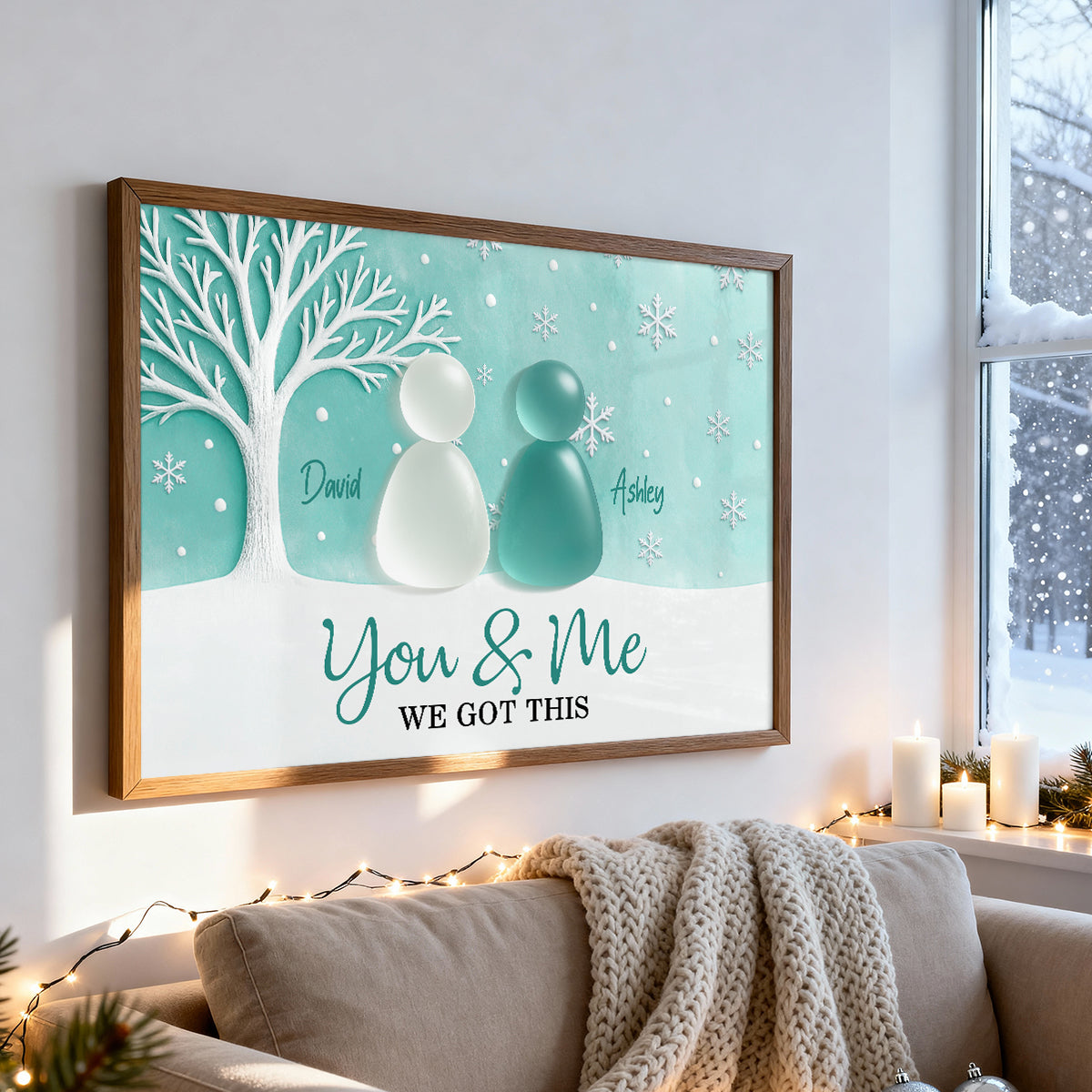 3D Sea Glass Effect Eternal Love Couple Christmas - Personalized Poster