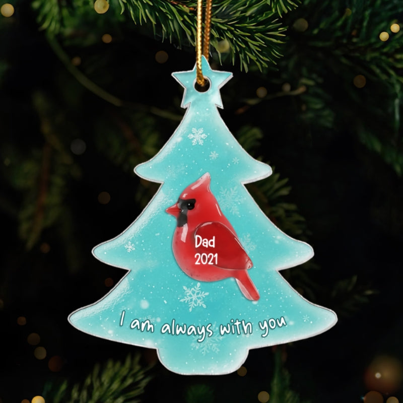 2D Sea Glass Effect Christmas Cardinals Memorial - Personalized Acrylic Ornament - Remembrance Keepsake, Sympathy Gift