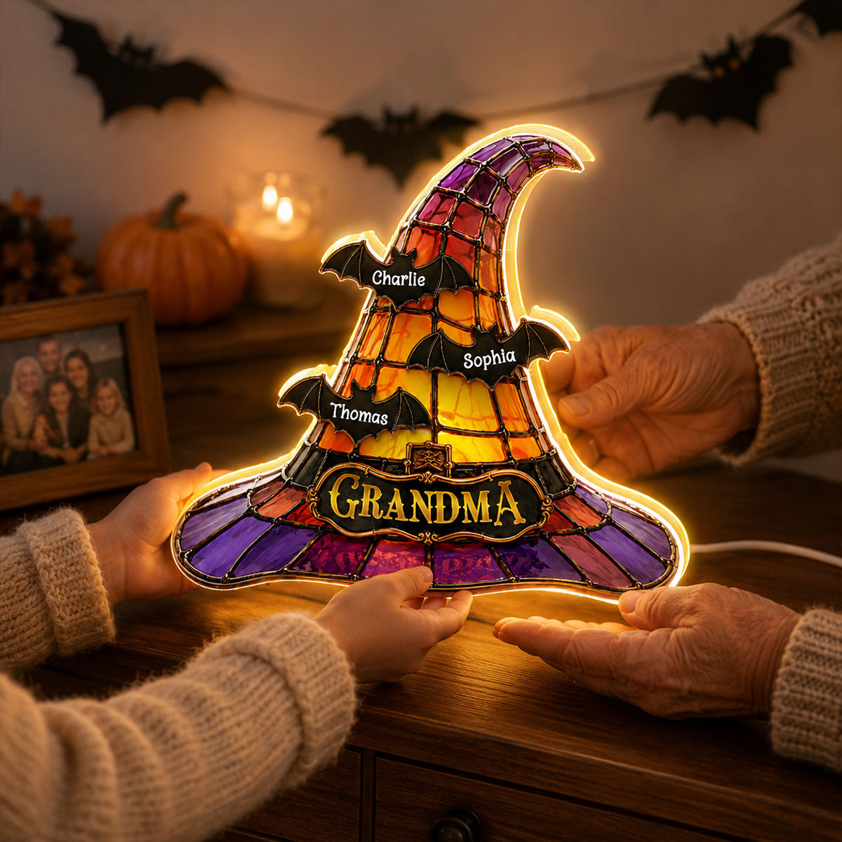 Grandma Witch Hat - Personalized Light Box - Halloween Decor for Grandma