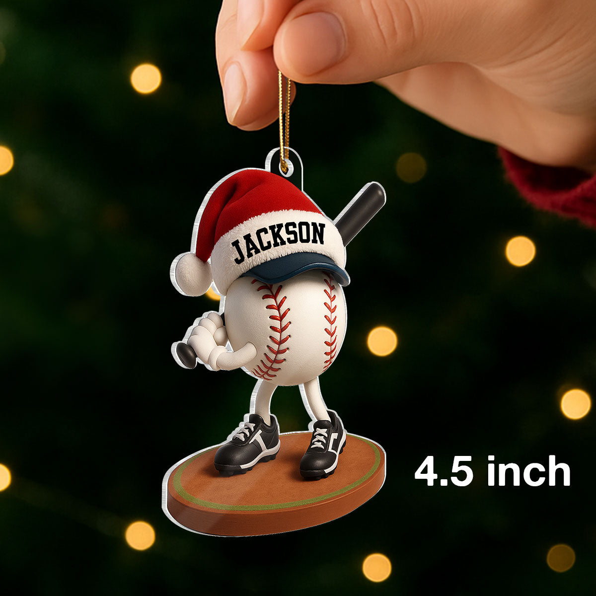 Baseball Player Cartoon 3D Effect - Personalized Acrylic Ornament - Christmas Gift For Teen Boy, Girl, Daughter, Son