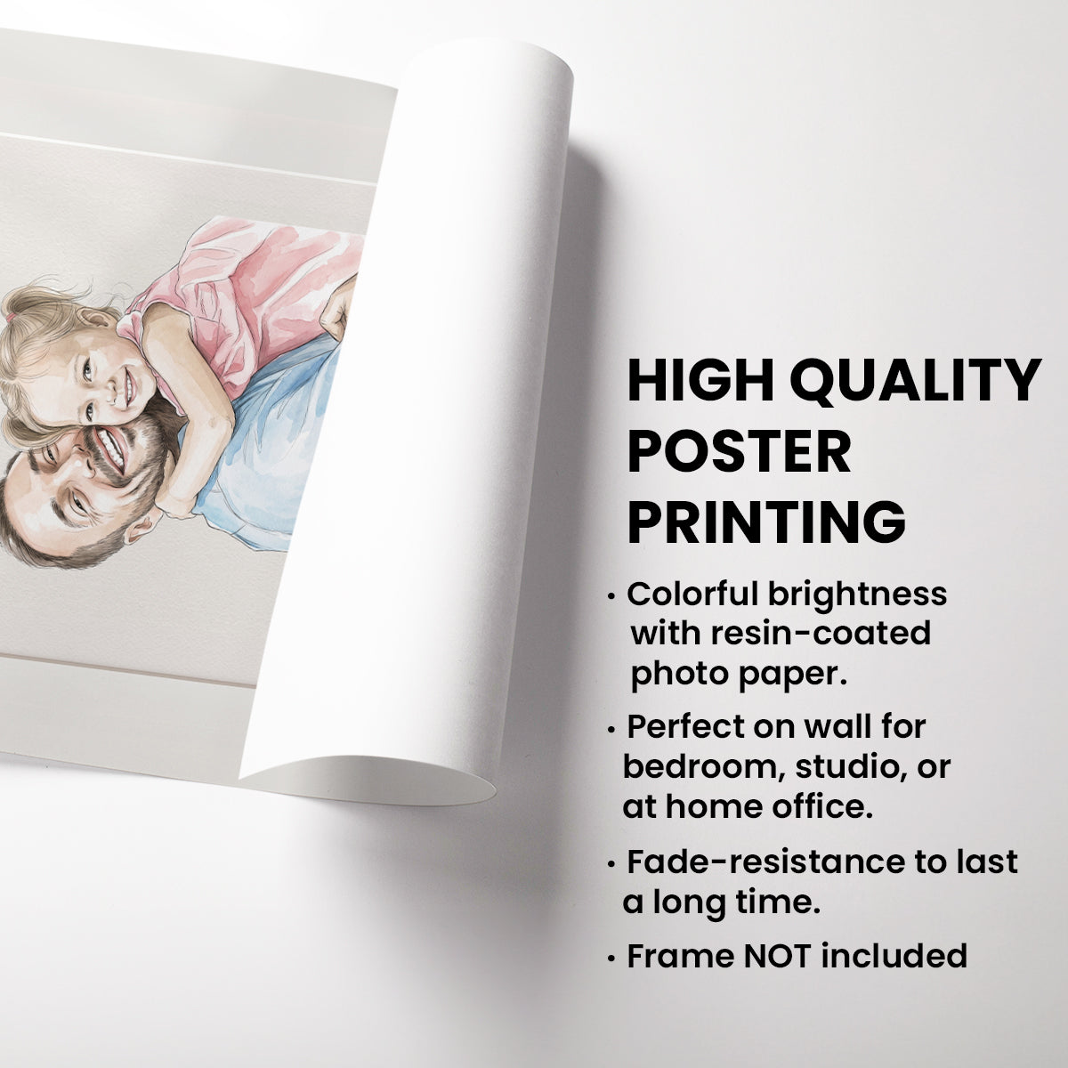 Custom Watercolor Portrait from Photo - Personalized Poster - Father's Day Gift for Dad, Husband
