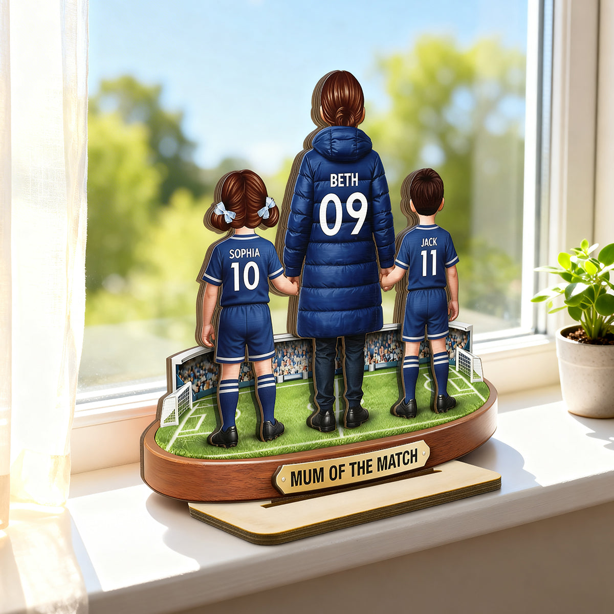 Mum Of The Match - Personalised 2-Layered Wooden Plaque – Gift For Football Mum