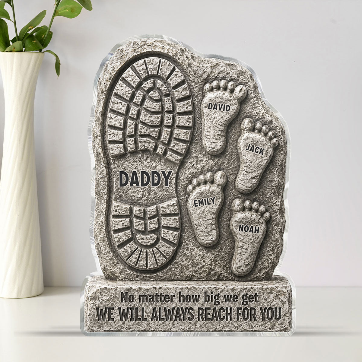 No Matter How Big We Get Always Reach For You Dad - Personalized Acrylic Block Plaque - Heartfelt  Gift For Dad, Husband