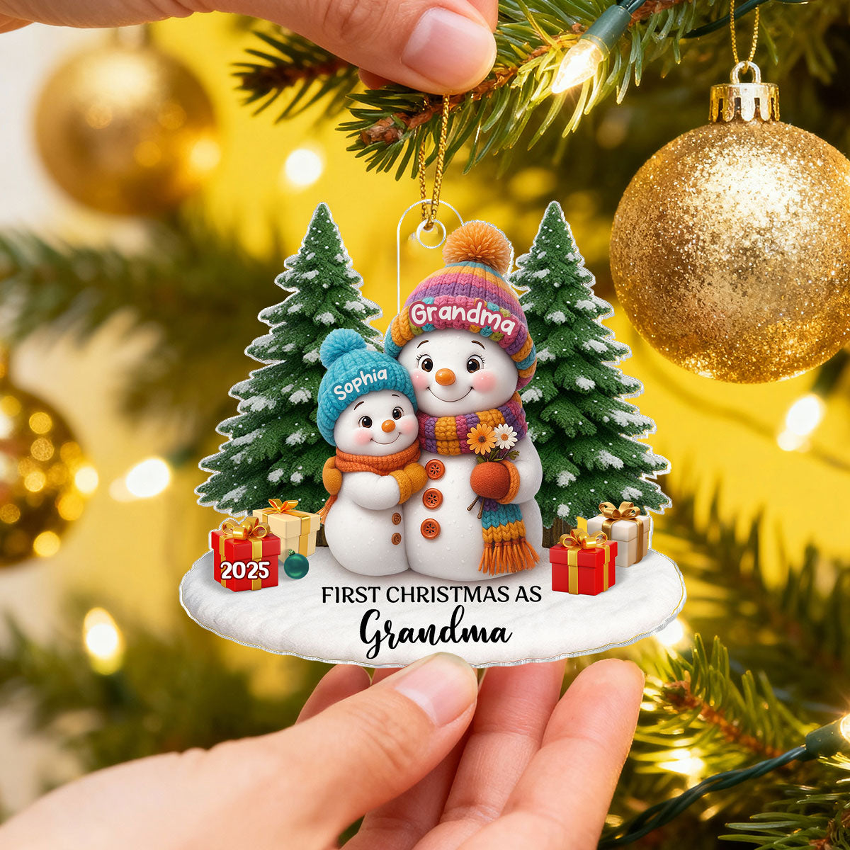 First Christmas As Grandma Mom Big Sister Snowman - Personalized Acrylic Ornament - Christmas Gift for Grandma, Mom, Big Sister