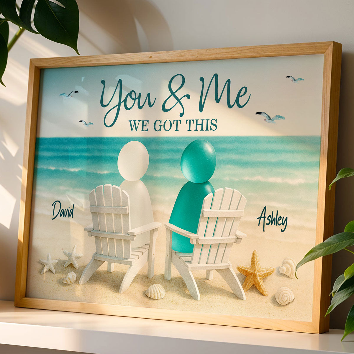 3D Sea Glass Effect Couple You & Me We Got This - Personalized Poster