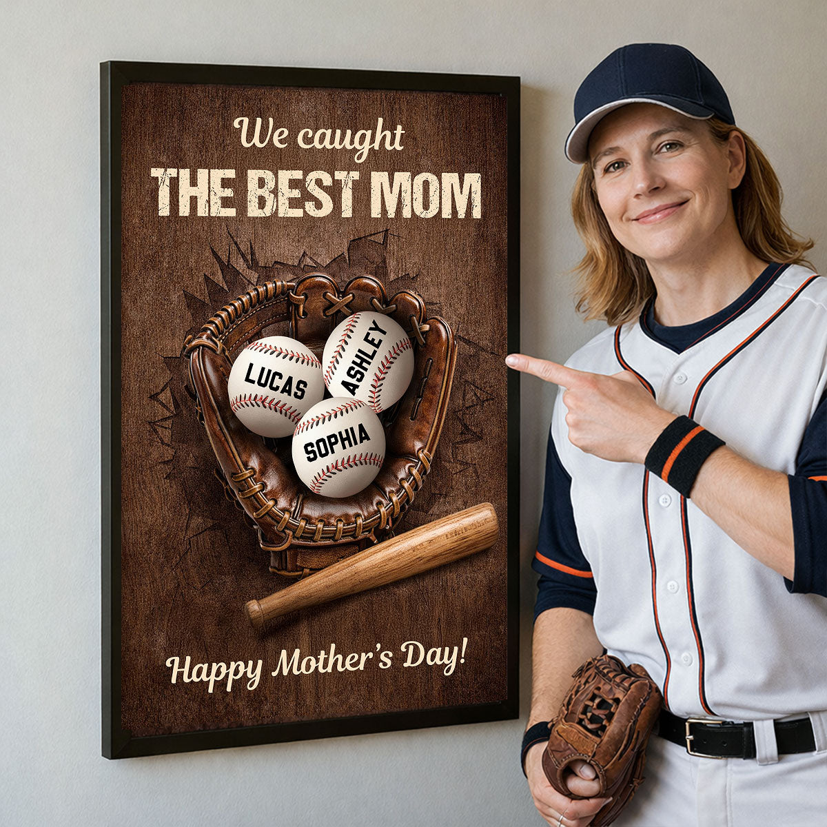 Happy Mother's Day Baseball Mom - Personalized Poster - Heartfelt Mother's Day Gift for Mom, Wife