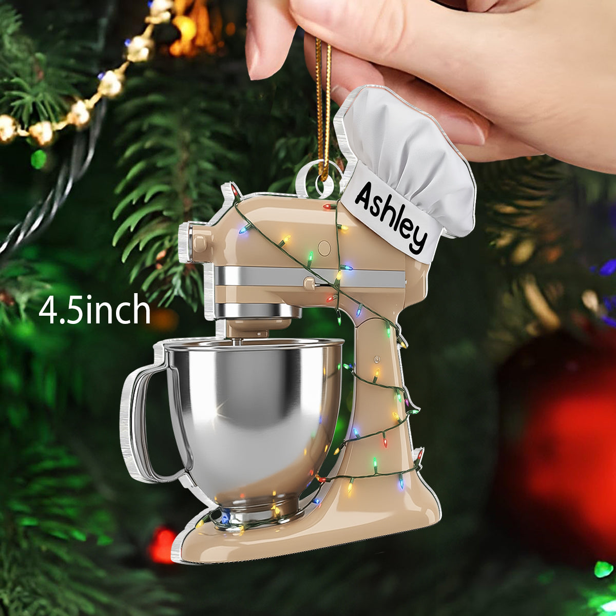 Baking Mixer Lights Christmas - Personalized Acrylic Ornament - Christmas Gift for Bakers