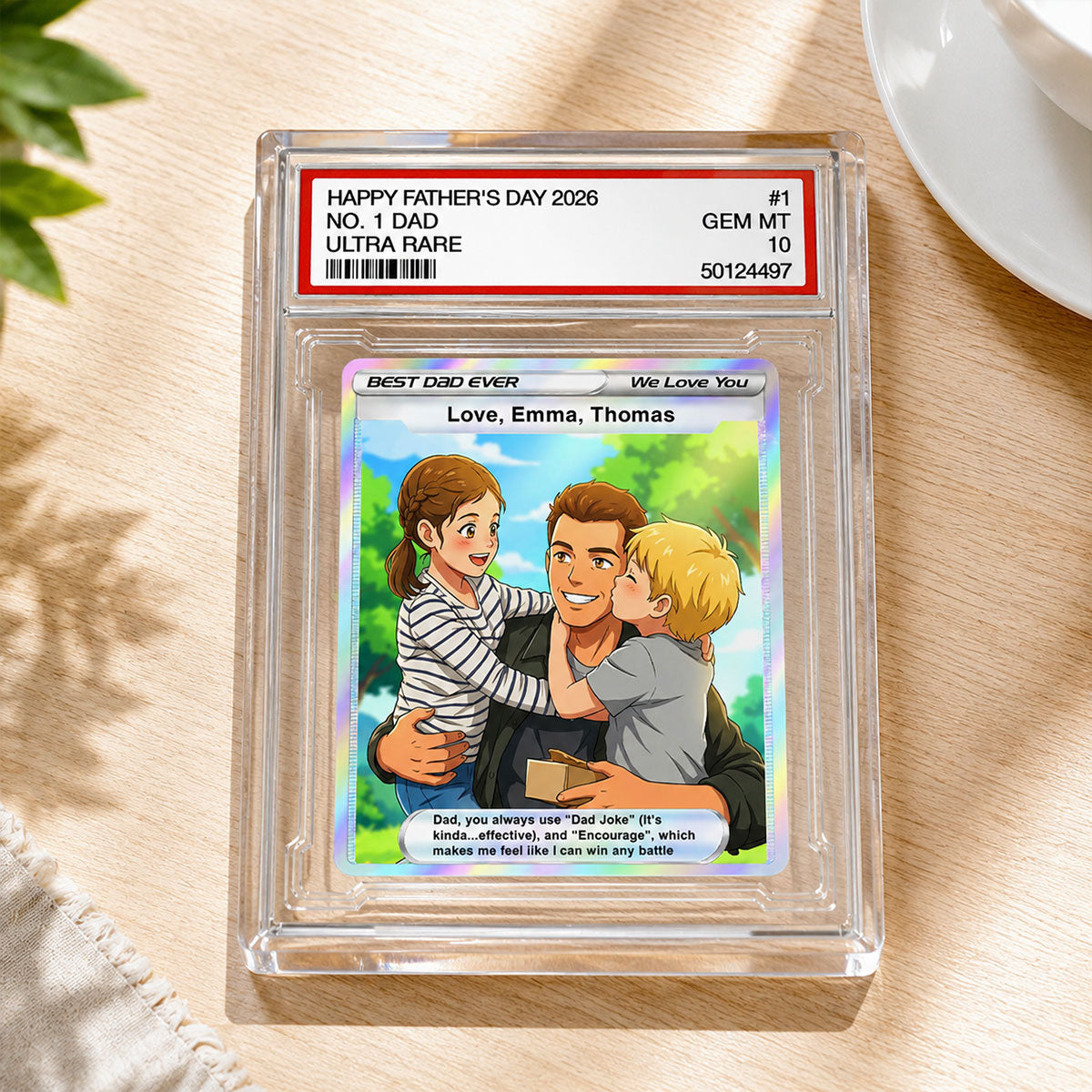 Best Dad Ever Trading Card Cartoon Style - Personalized Acrylic Block Plaque -  Gift For Dad, Husband