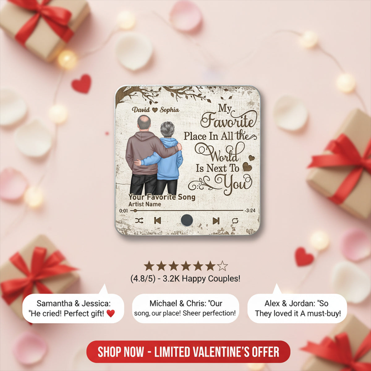 Favorite Place In The World Couple Standing Back View - Personalized Music Fridge Magnet - Heartfelt Gift For Couple, For Him, For Her, Husband, Wife