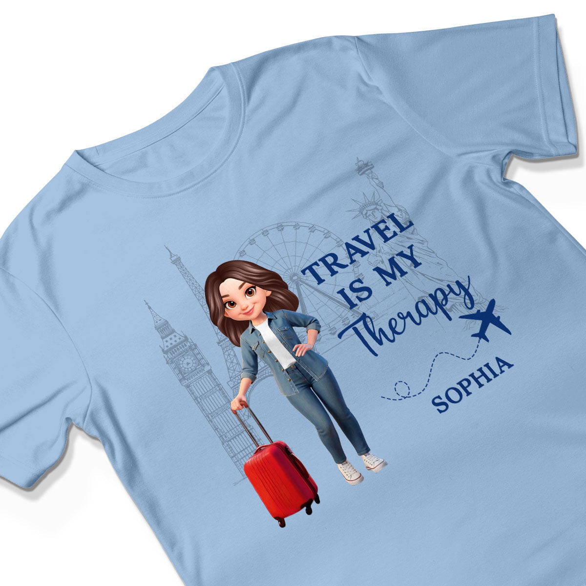 Man Woman Travel Is My Therapy - Personalized Shirt - Gift for Travelers