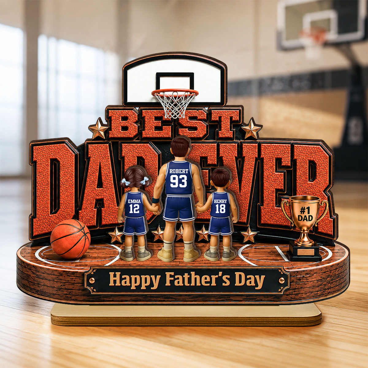 Best Basketball Dad Ever Our MVP - Personalized 2-Layered Wooden Plaque -  Gift For Dad, Husband