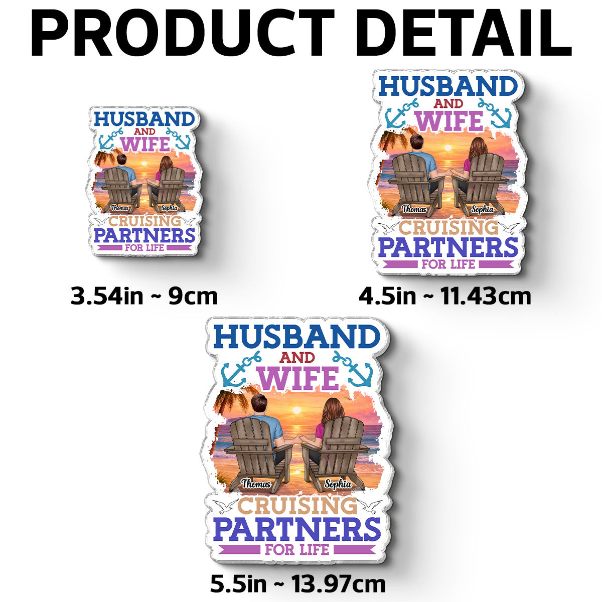 Husband & Wife Cruising Partners For Life Porthole Couple Back View - Personalized Cruise Ship Door Magnet