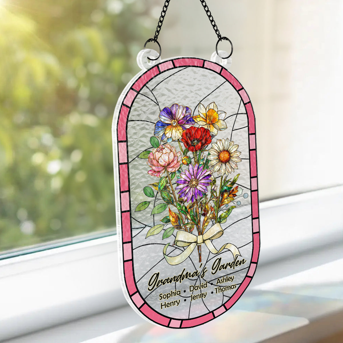 Custom Family Birth Flowers Grandma's Garden - Personalized Suncatcher - Heartfelt Mother's Day Gift for Grandma, Mom, Wife