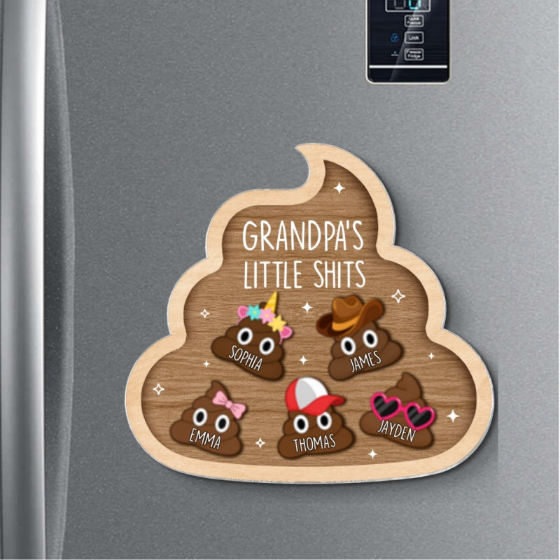 Grandpa's Little Turds - Personalized Acrylic Fridge Magnet - Funny Father's Day Gift For Grandpa