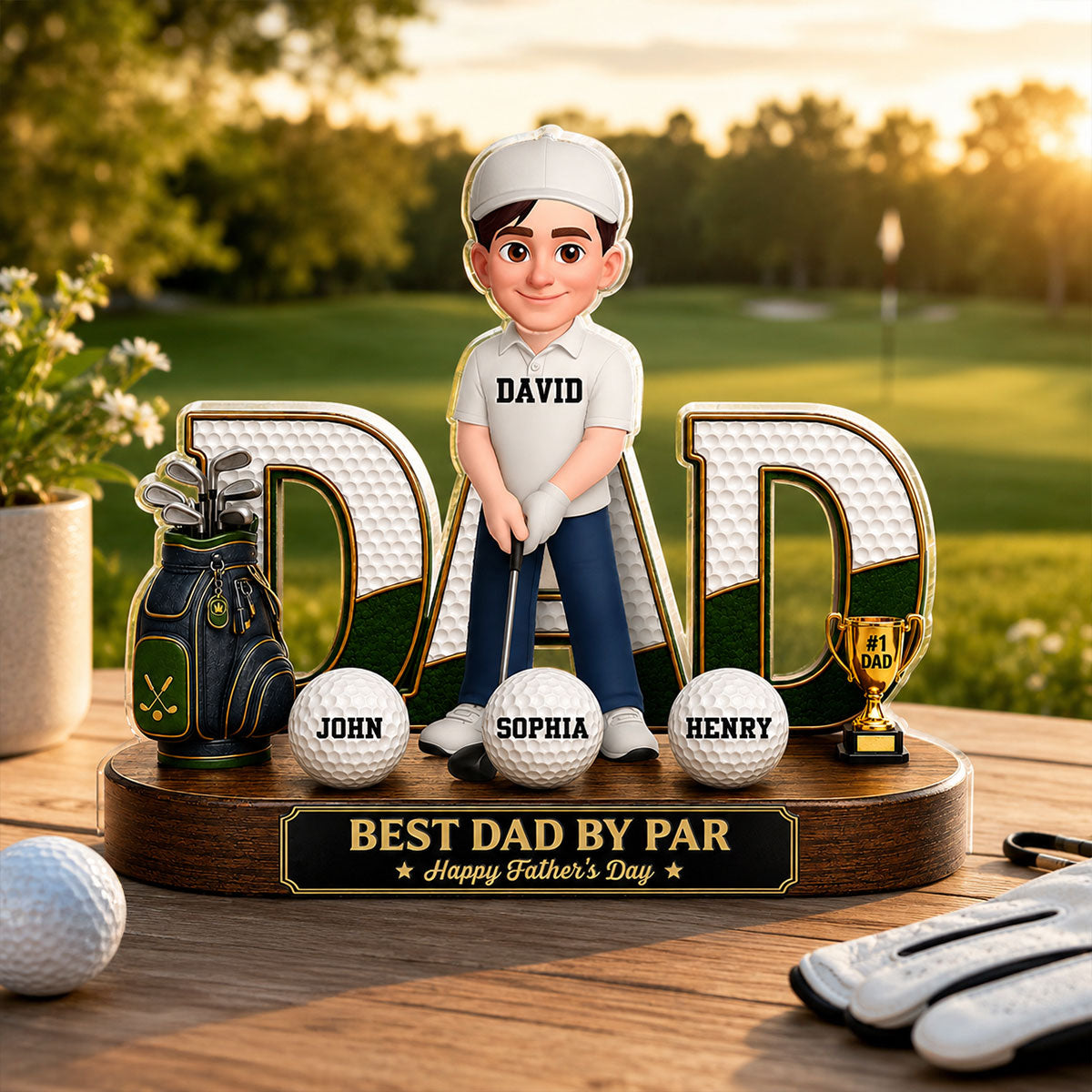 Golf Dad Legend Best Dad By Par - Personalized Acrylic Block Plaque - Father's Day Gift For Dad, Husband, Golfers