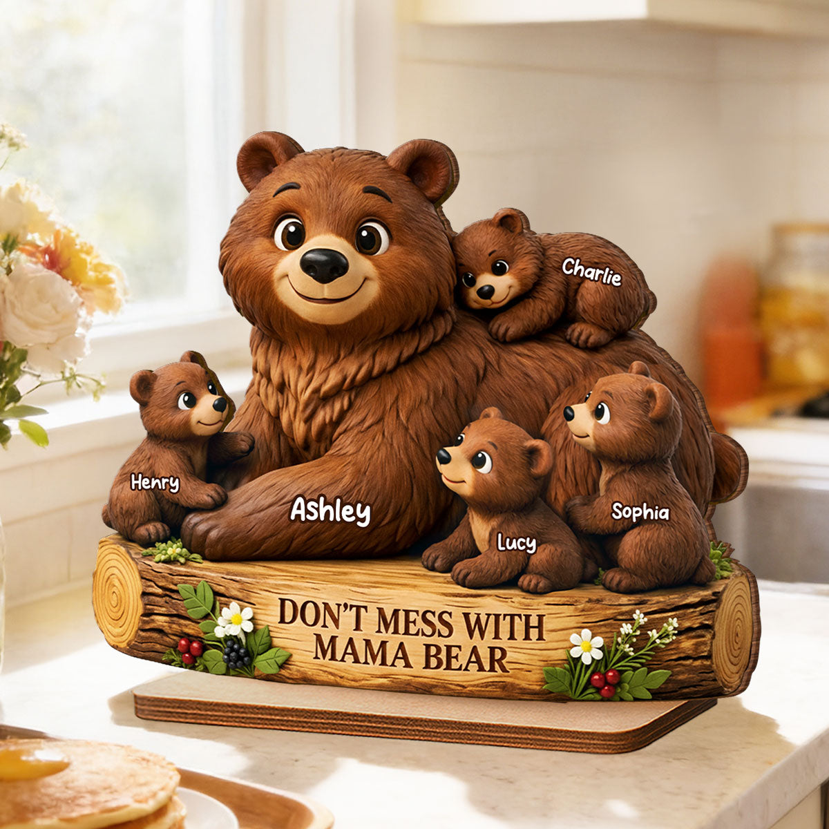 Don't Mess With Mama Bear - Personalized 2-Layered Wooden Plaque - Heartfelt Mother's Day Gift for Mom, Wife
