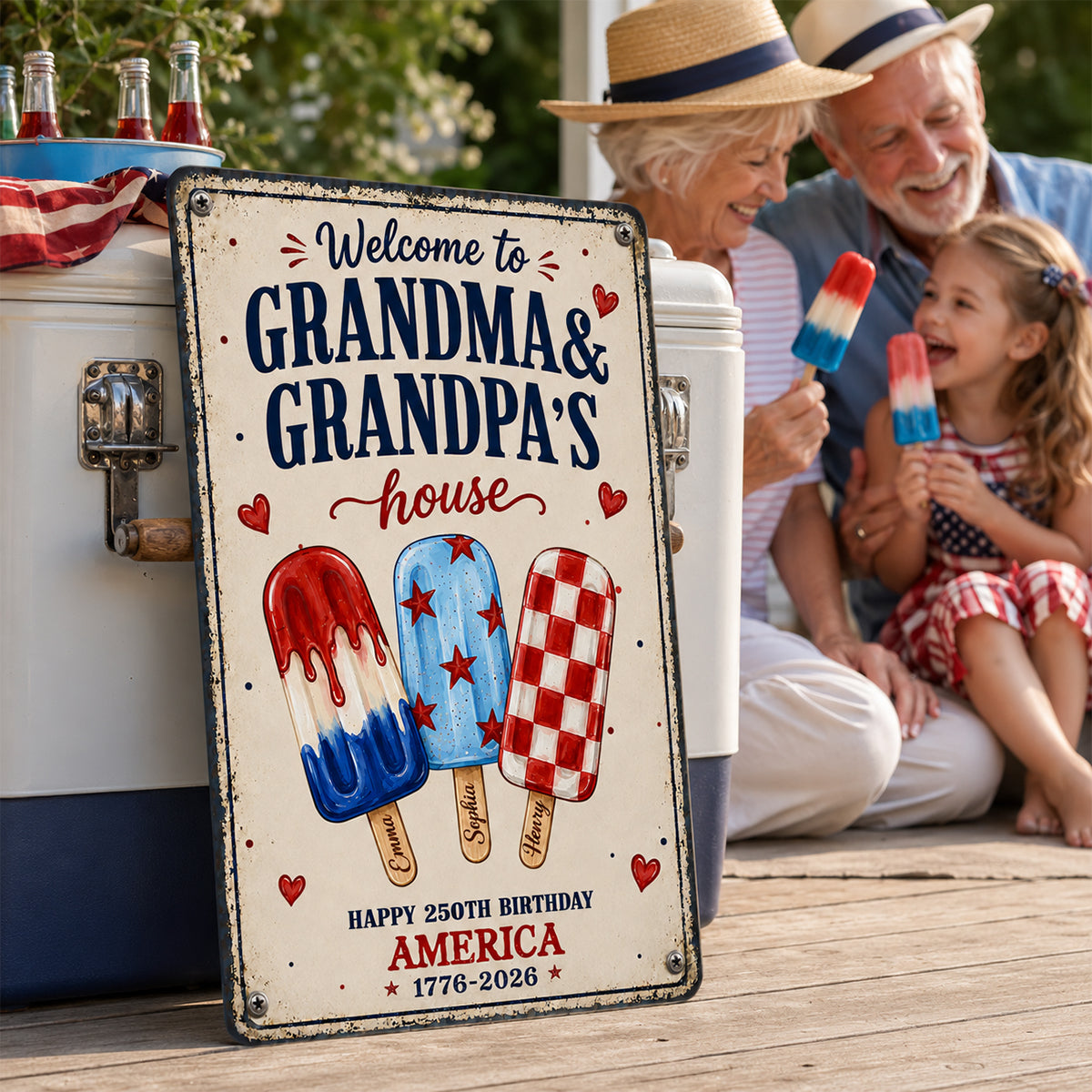 Welcome to Grandma Grandpa's House, 250th Anniversary - Personalized Metal Sign - Summer Decor