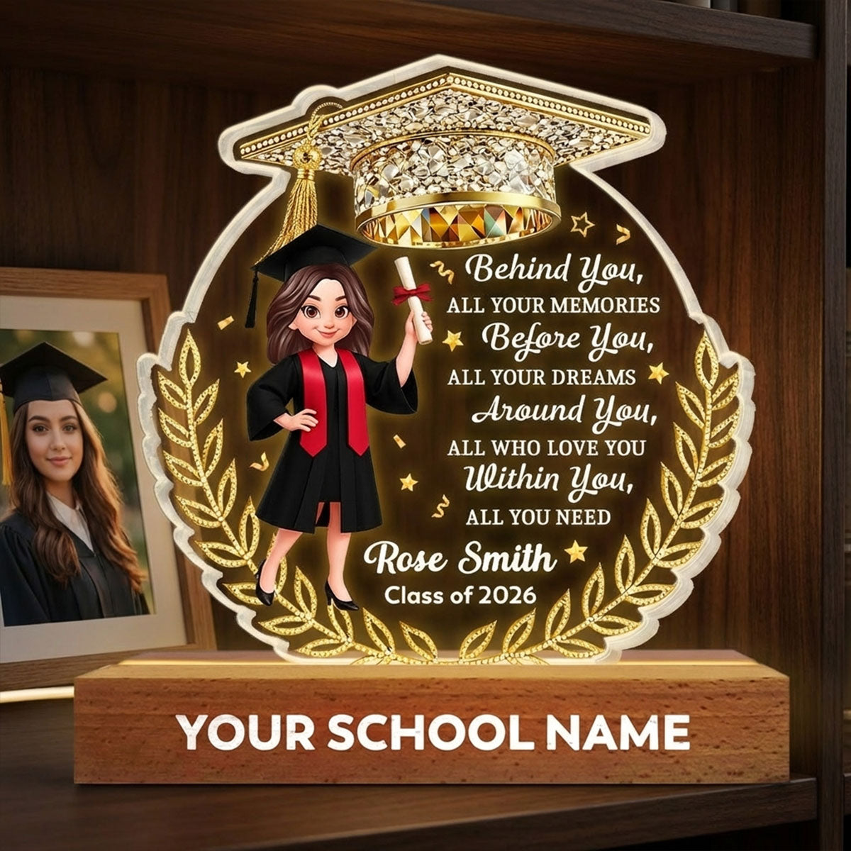 Before You All Your Dreams Graduation - Personalized Acrylic Block LED Night Light - Graduation Gift For Graduates, Daughter, Son