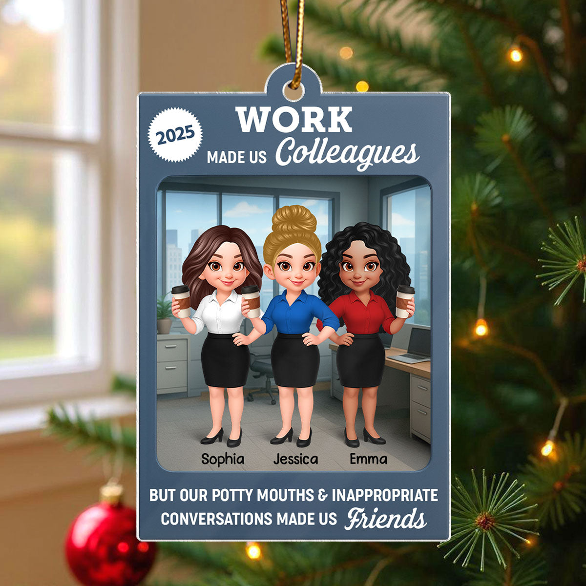 Work Besties Action Figure Toy Box 3D Effect - Personalized Acrylic Ornament - Christmas gift For Coworkers Colleagues