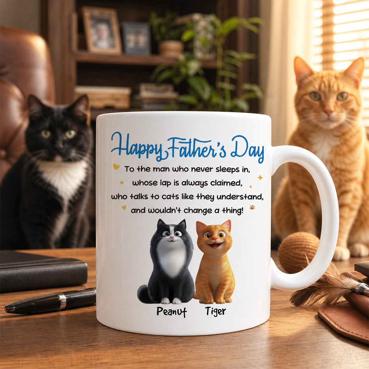 Happy Father's Day To Cat Dad - Personalized Mug