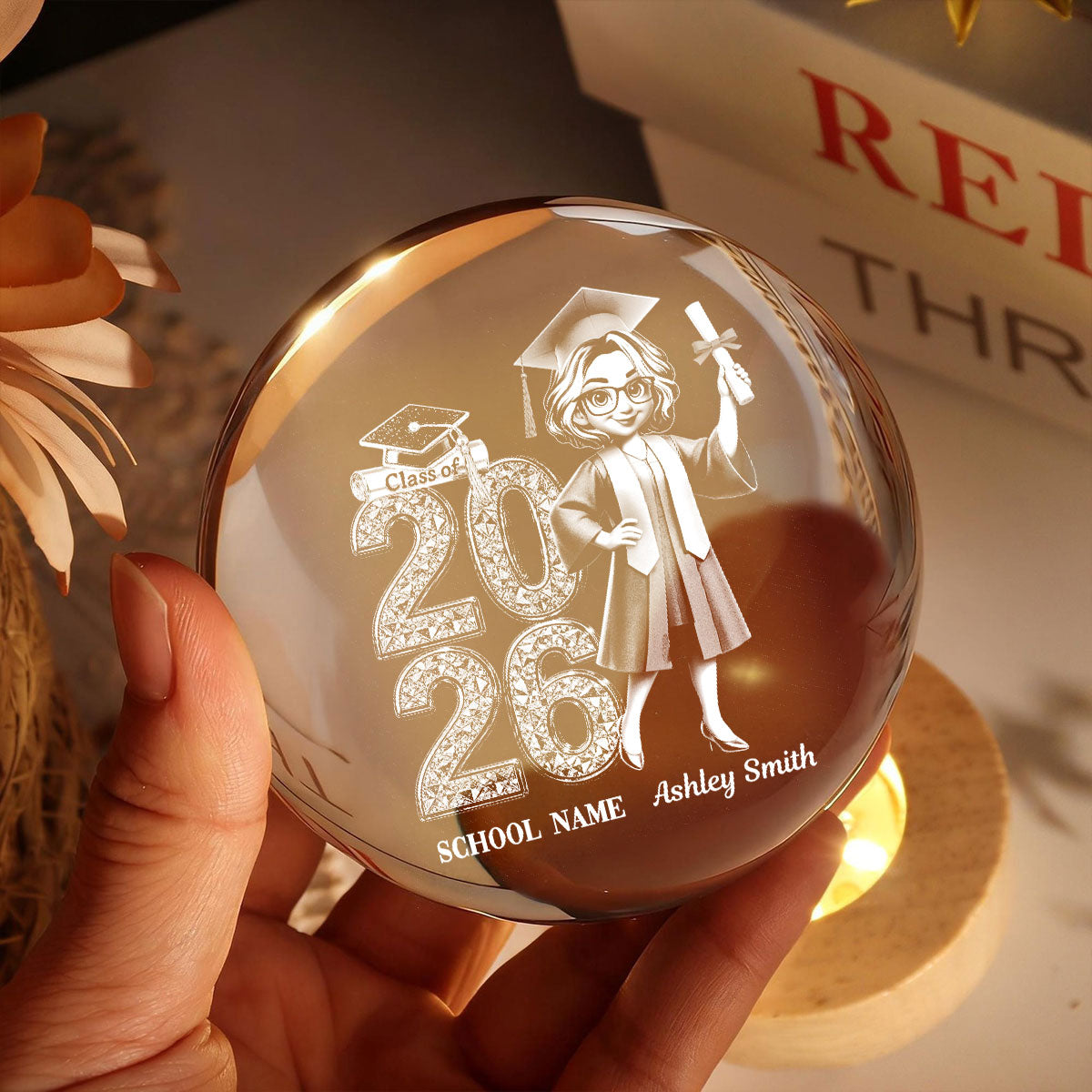 Class Of 2026 2027 Senior Glowing - Personalized Crystal Ball LED Night Light - Graduation Gift For Graduates, Daughter, Son