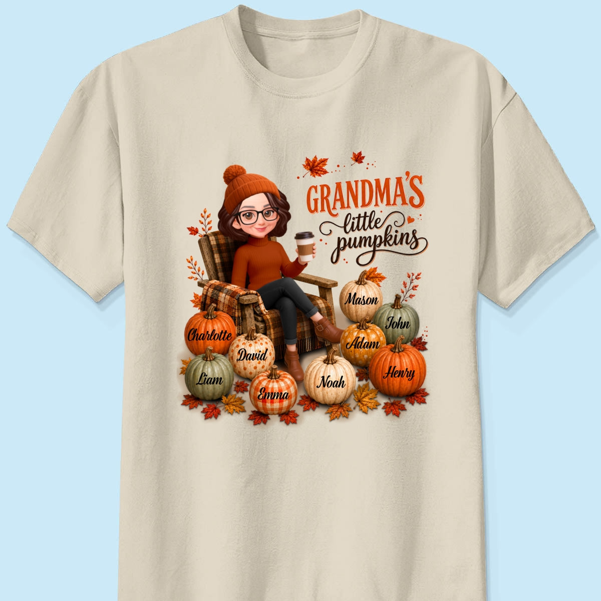 Grandma's Little Pumpkins - Personalized Shirt - Trendy Fall Tee for Grandma
