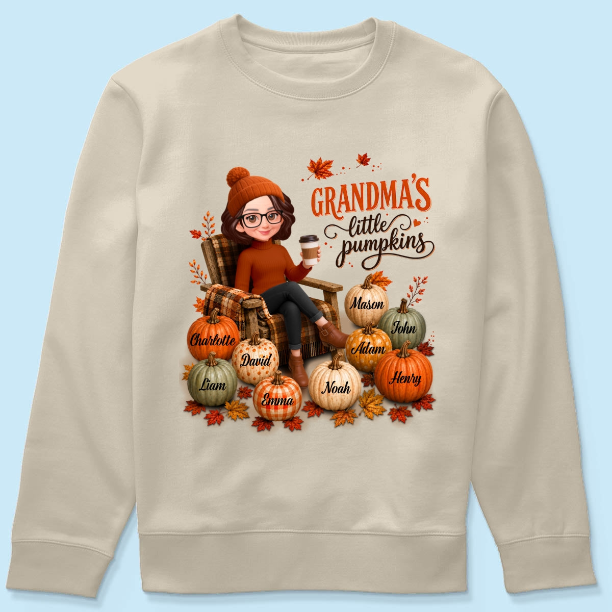 Grandma's Little Pumpkins - Personalized Shirt - Trendy Fall Tee for Grandma
