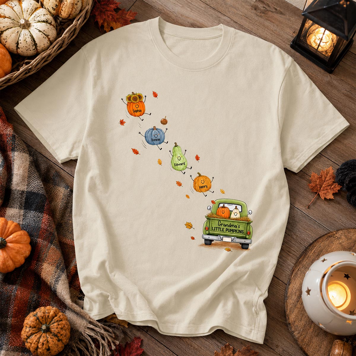 Grandma's Little Cute Pumpkins - Personalized Shirt - Fall Season Cozy Shirt