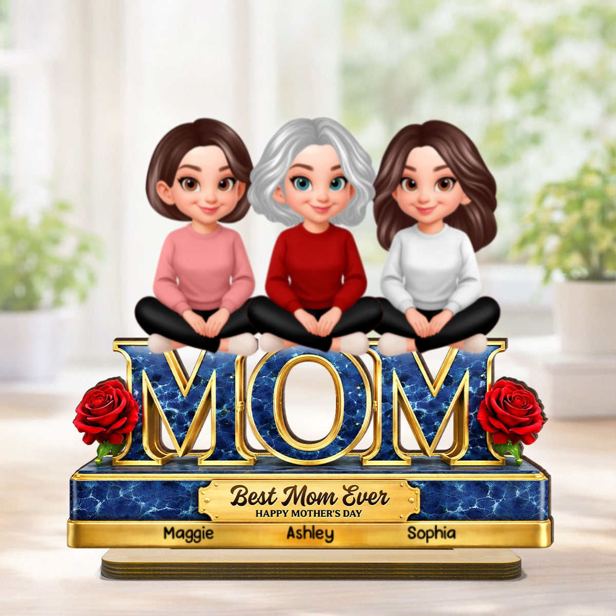 Best Mom Ever Daughters Sons - Personalized 2-Layered Wooden Plaque - Heartfelt Gift For Mom, Grandma