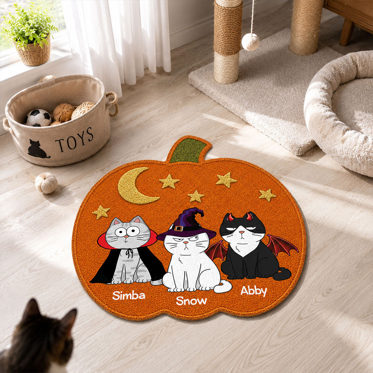 Halloween Pumpkin Cats Welcome - Personalized Doormat - Halloween Gift For Cat Lovers, Halloween Decoration