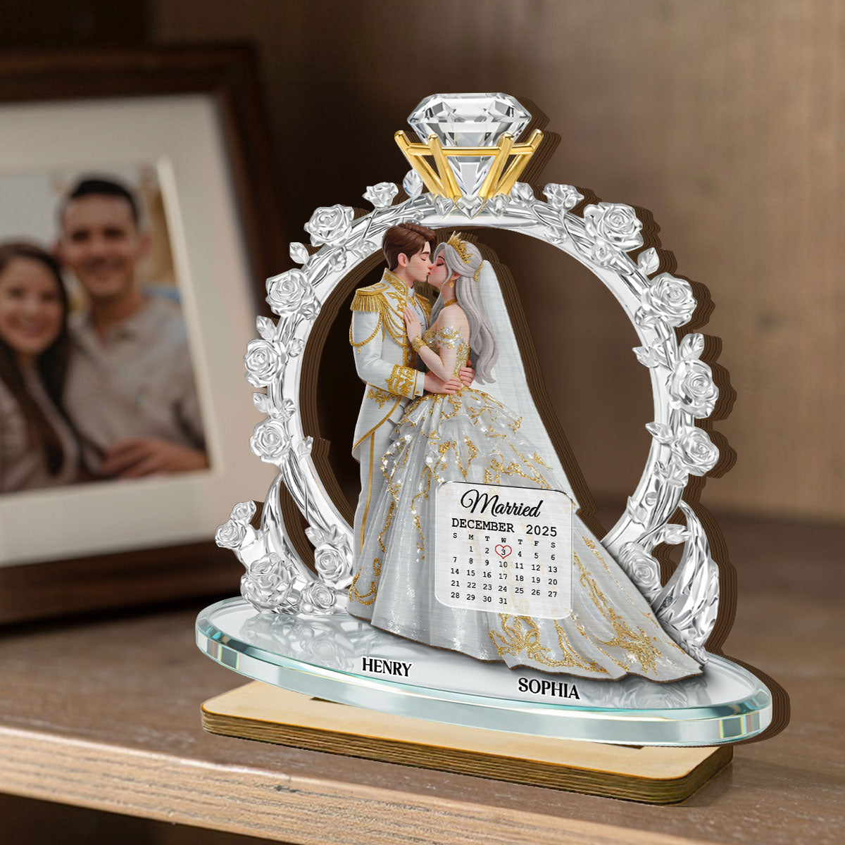 The Eternal Ring of Love - Personalized 2-Layered Wooden Plaque - Valentine's Gift For Him, For Her, For Couple