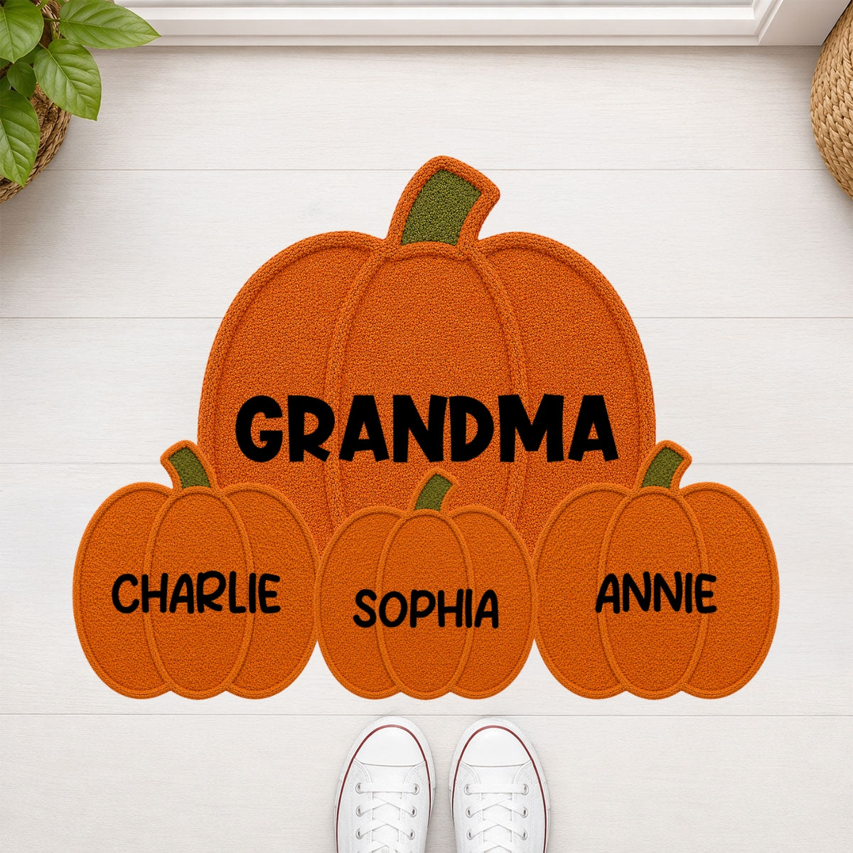 Fall Season Grandma Grandpa's Little Pumpkins - Personalized Doormat - Gift For Grandma