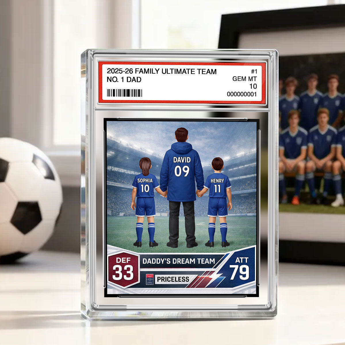 Our Match Of A Lifetime Trading Card - Personalised Acrylic Block Plaque - UK  Gift For Football Dad