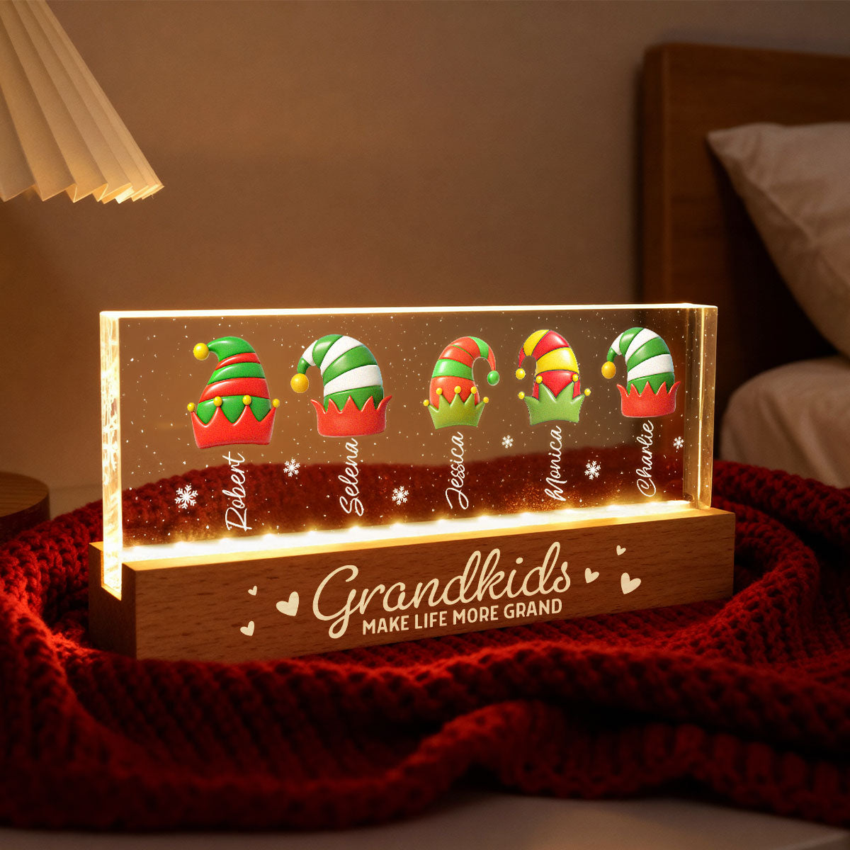 Grandkids Make Life More Grand - Personalized LED Night Light - Heartwarming Christmas Gift For Grandma, Grandkids, Family