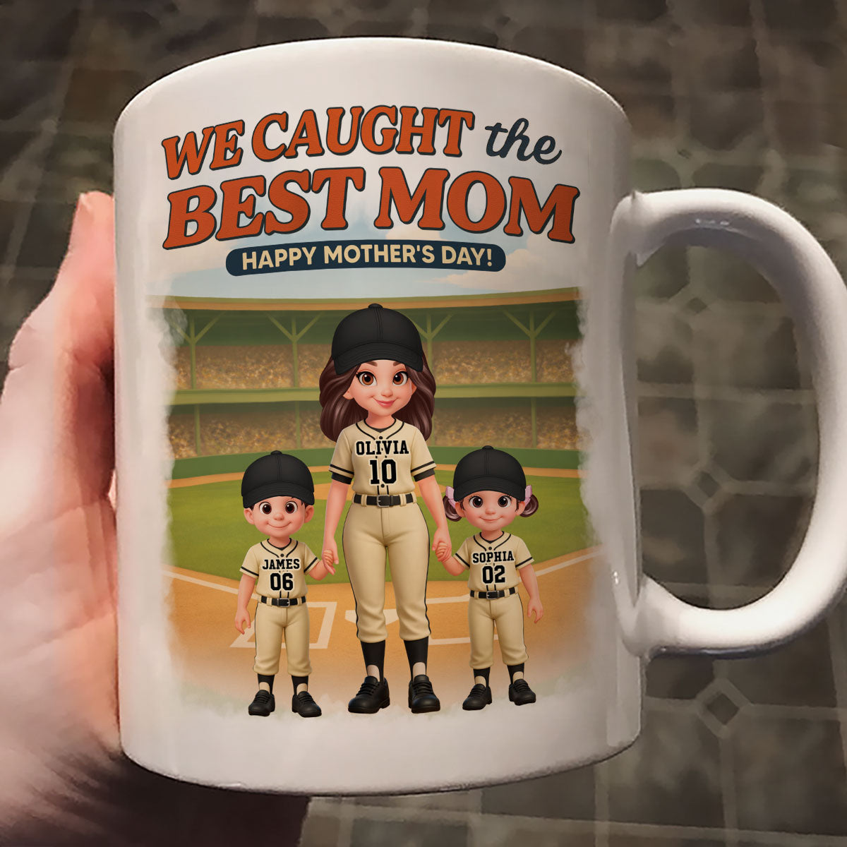 Baseball We Caught The Best Mom - Personalized Mug - Mother's Day Gift For Baseball Mom