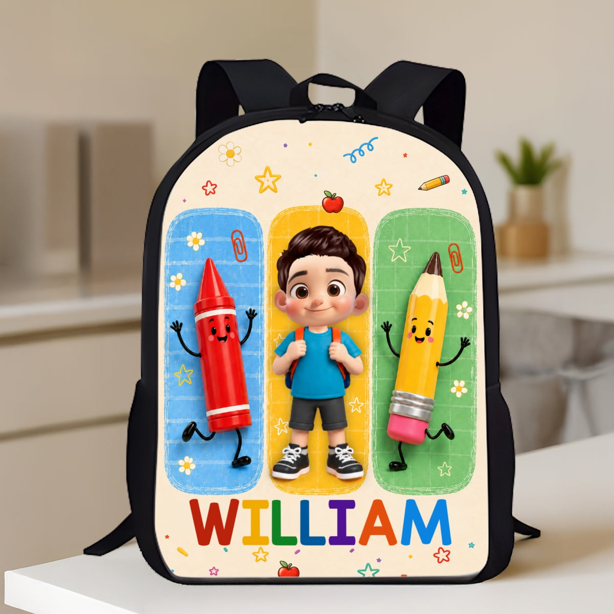 Boys Girls With School Things - Personalized Backpack - Back To School Gift