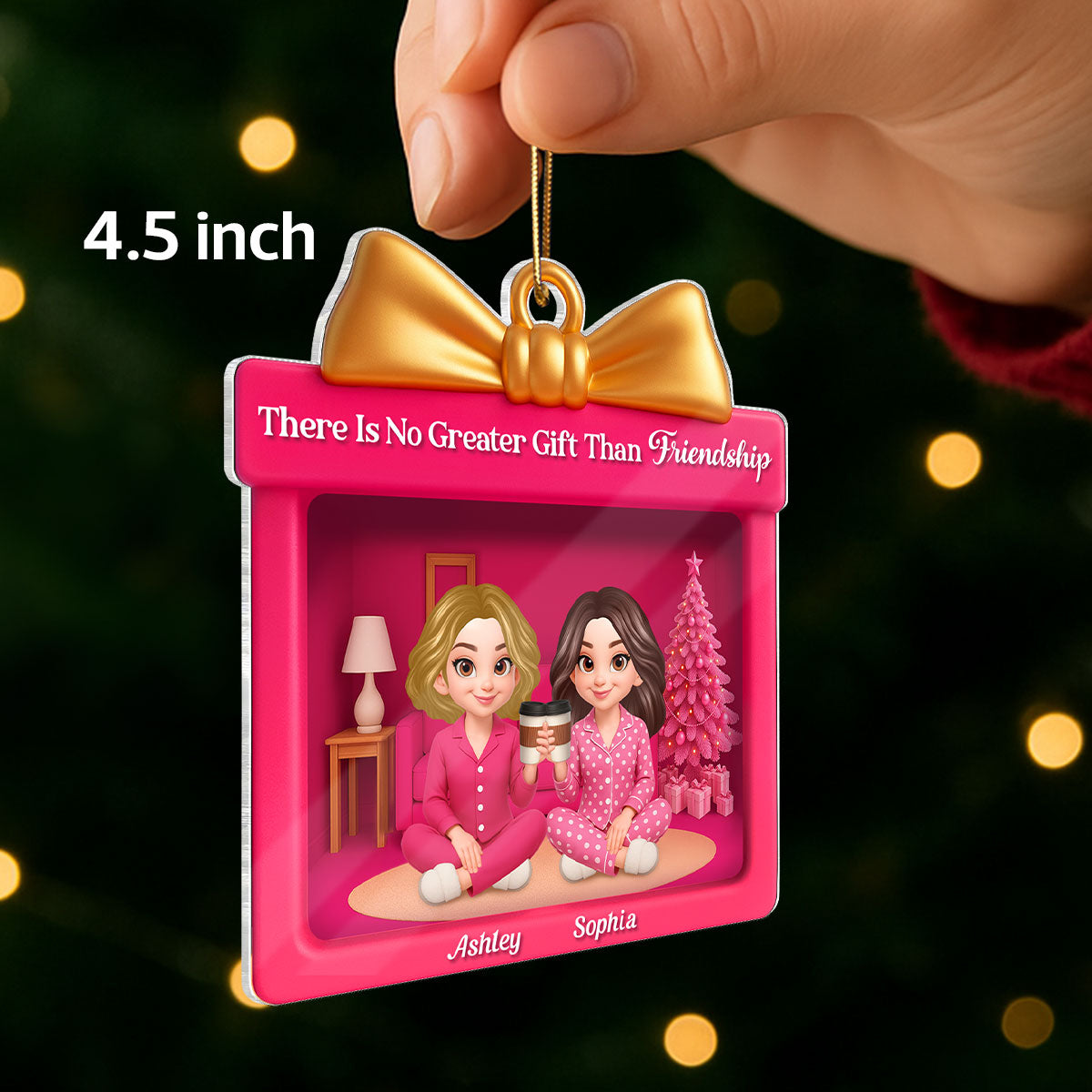 There Is No Greater Gift Than Friendship - Personalized Acrylic Ornament - Perfect Christmas Gift for Best Friends