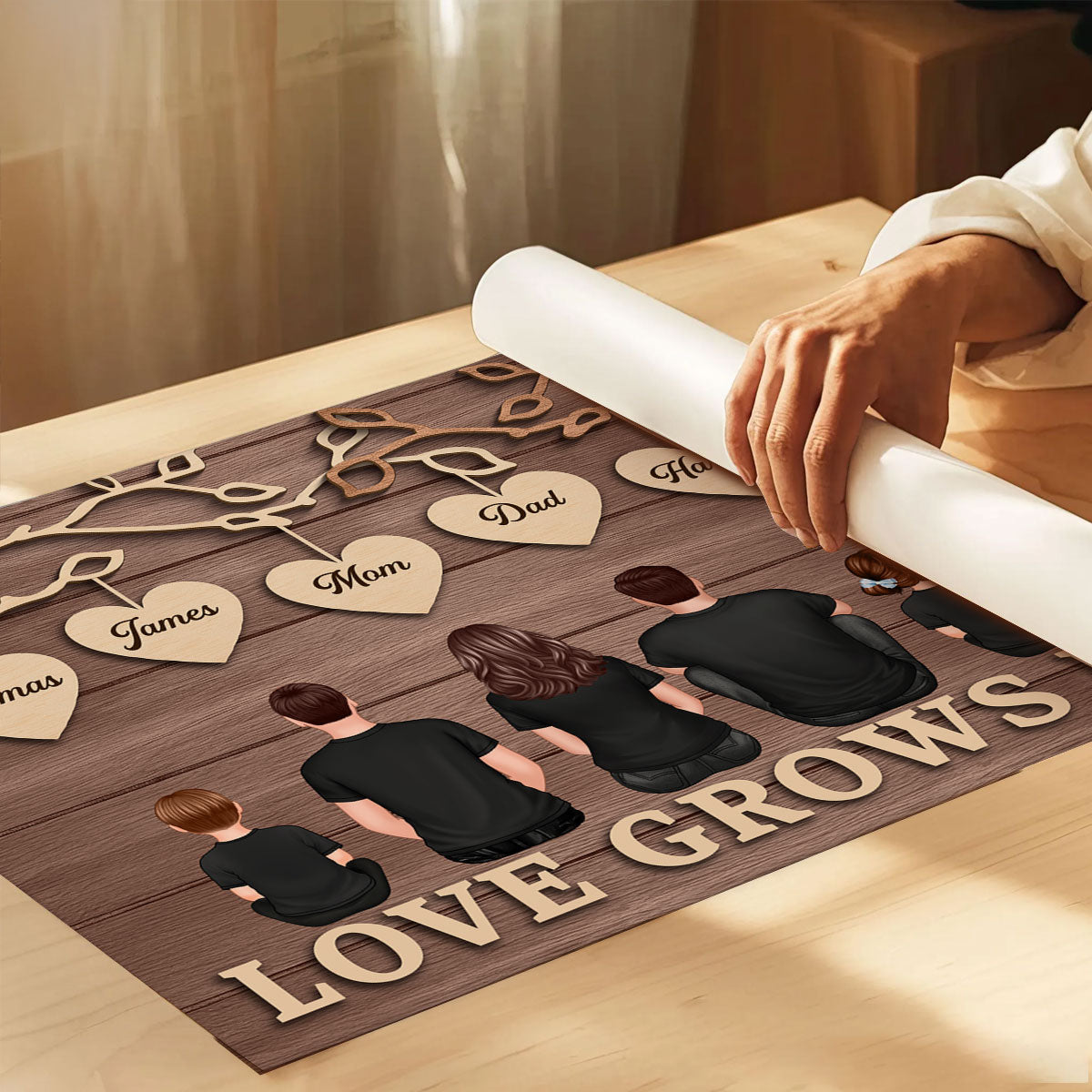 Rustic Vintage Family Tree Love Grows Here - Personalized Poster - Heartwarming Christmas Gift For Family