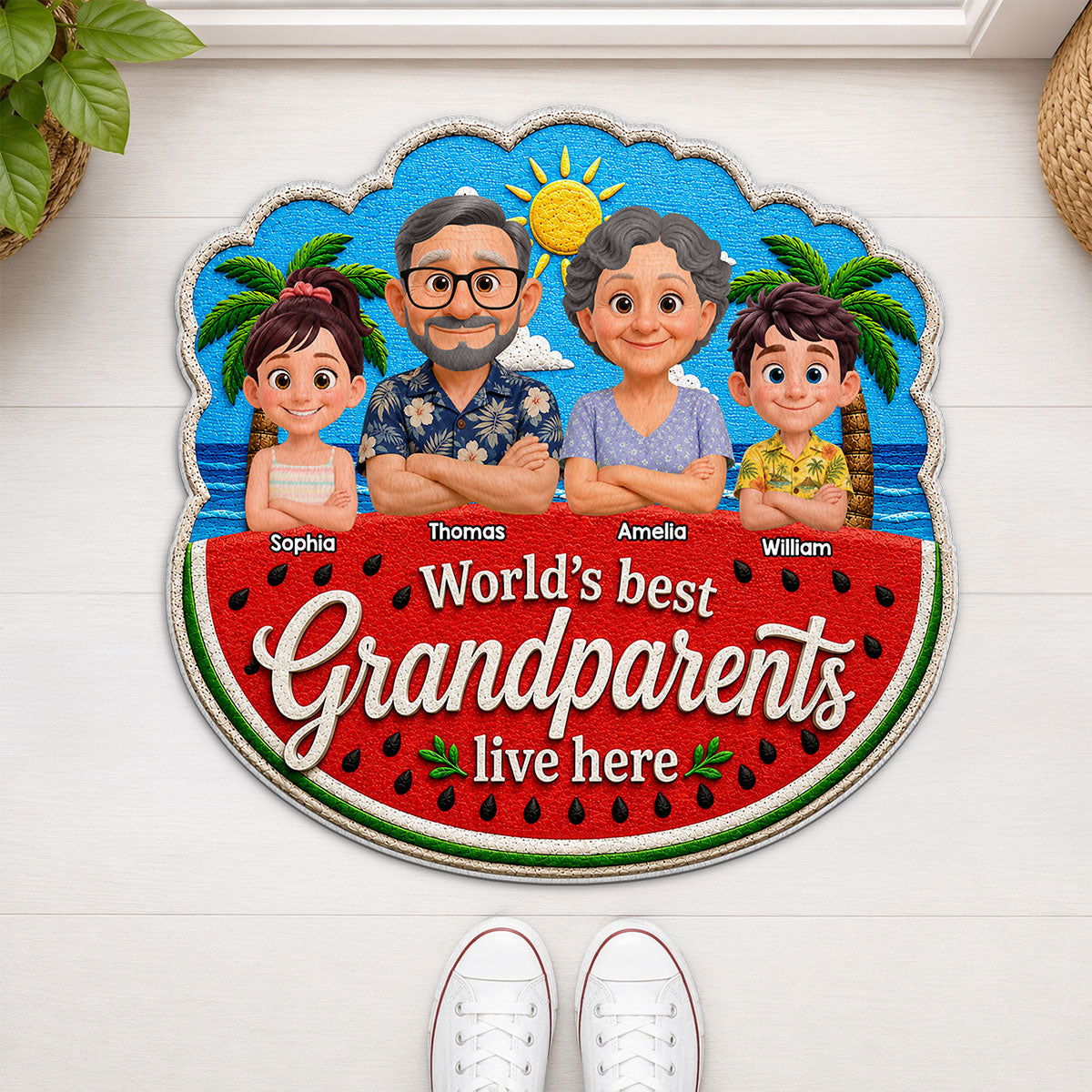 World's Best Grandparents - Personalized Doormat - Gift For Grandparents, Summer Decor