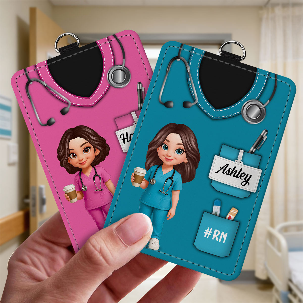 Nurse Uniform - Personalized ID Badge Holder - Gift For Nurse