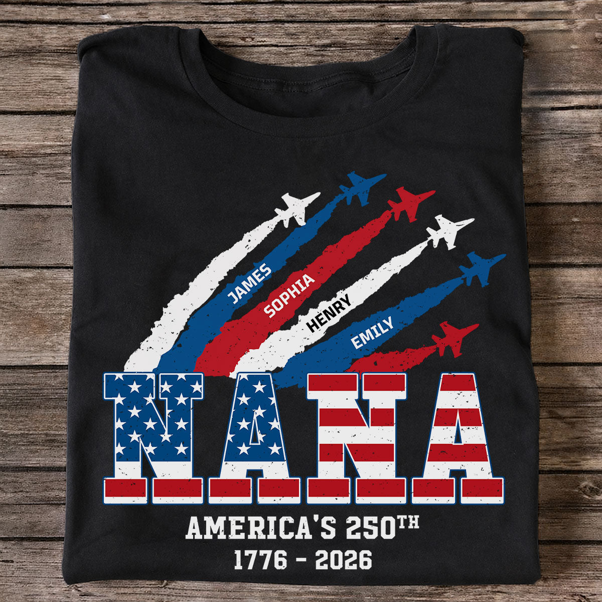Proud Mom Grandma Nation Flag American 250th Anniversary - Personalized Shirt - Gift For Mom, Grandma