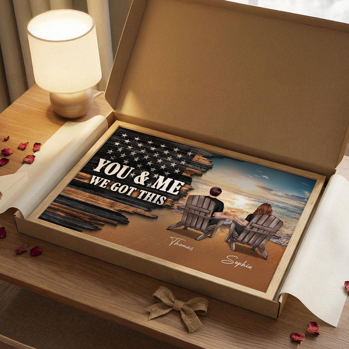 Eternal Love Beach Landscape You & Me We Got This Couple Half Nation Flag - Personalized Poster - Valentine's Day Gift For Couple