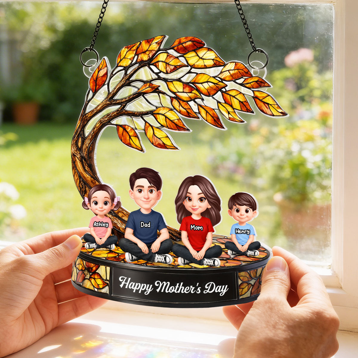 Family is Forever - Personalized Acrylic Window Hanging Suncatcher - Heartfelt Mother's Day Gift for Mom, Wife