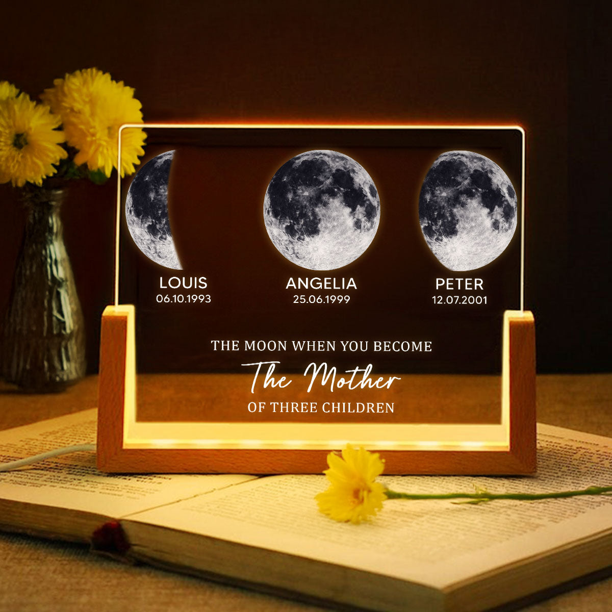 Mom Sky Moon Phase - Personalized LED Night Light - Sentimental Mother's Day Gift for Mom