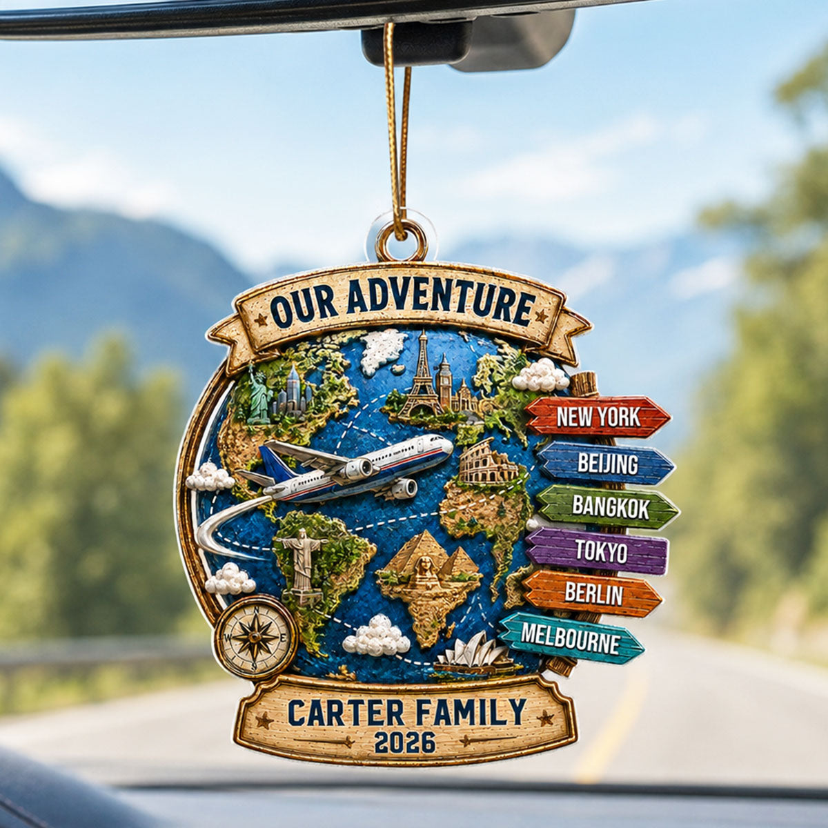 Trending Travel Adventure - Personalized Acrylic Ornament - Gifts For Couple, Family