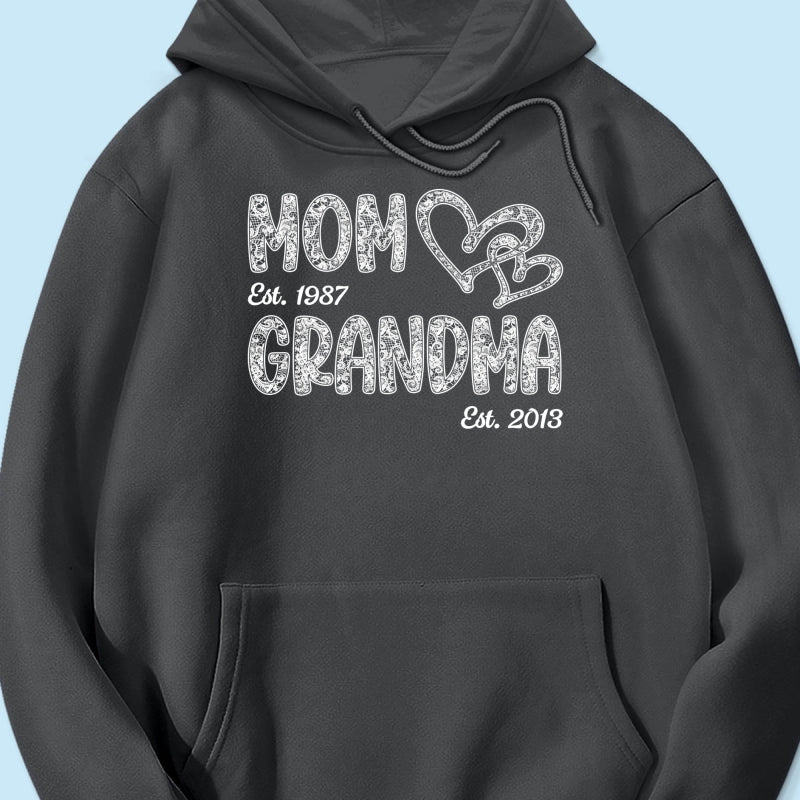Mom Grandma Lace Pattern Est Year - Personalized Shirt - Gift For Grandma, Mom